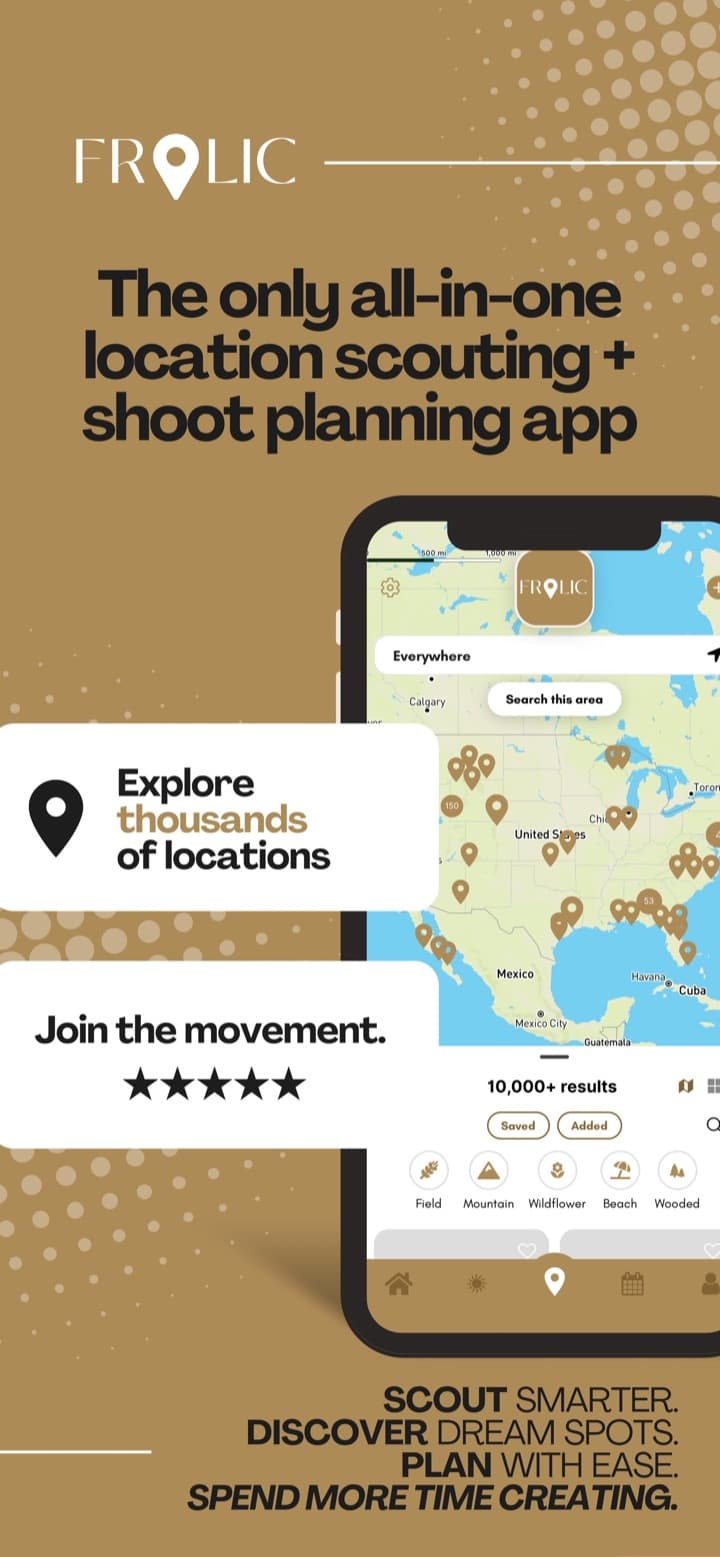 Frolic, the all-in-one location scouting and shoot planning app
